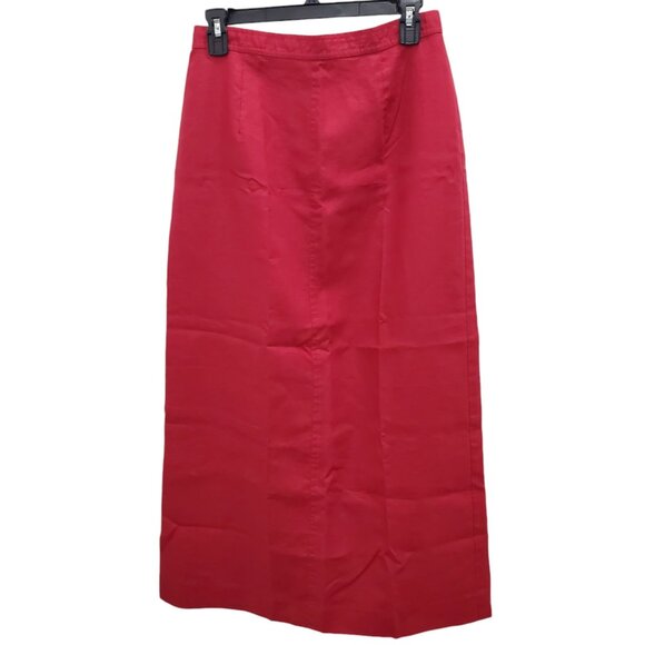 Pendleton Women's Vintage‎ 90s Red 100% Linen High Waist A-Line Midi Skirt 8 - Picture 1 of 7